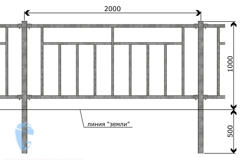 Эскиз ограждения. Столб без фланца